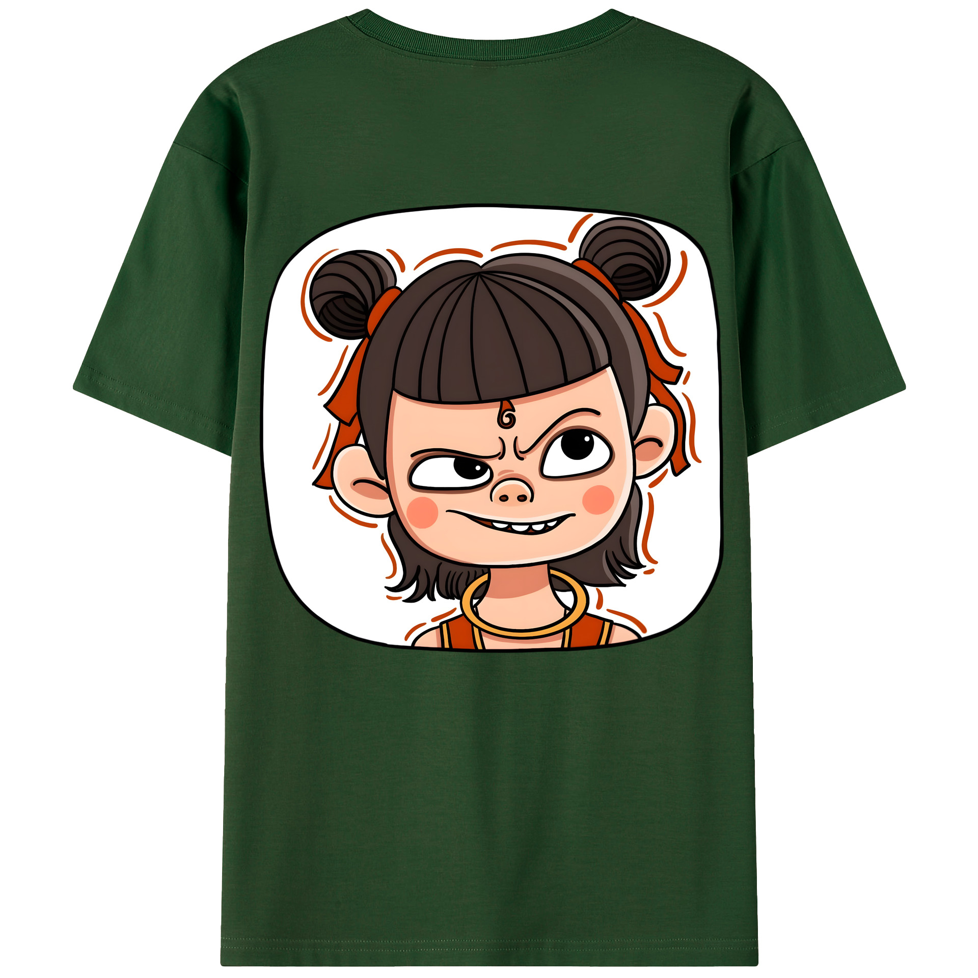 （画像用） Ne Zha 2 ナタ 魔童の大暴れ 綿100％半袖Tシャツ（背面プリント）
